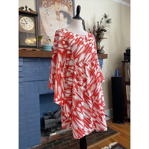 TRINA by Trina Turk Irmik Mini Dress Swim Cover Punch Pink Kimono Sleeve $198 - Picture 2 of 14